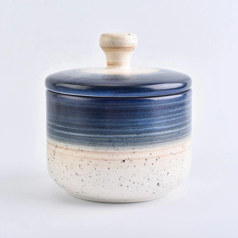 Wholesales custom blue luxury ceramic candle jar with lids