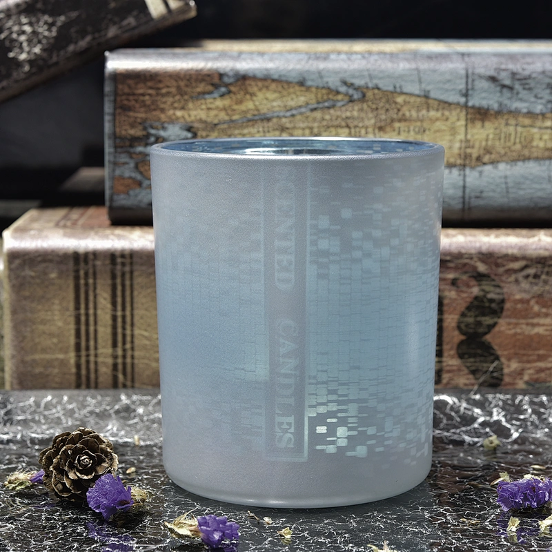Home decoration cylinder matte color glass candle jar