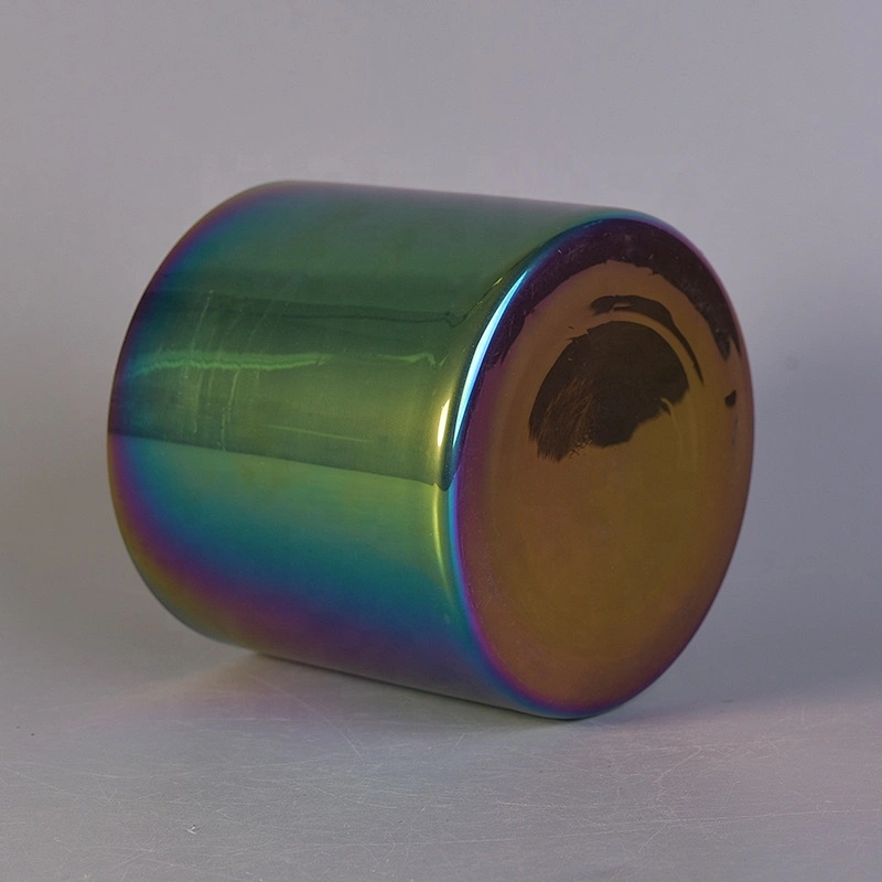 Cylinder electroplated glass candle vessels