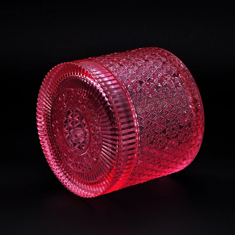 Wholesales luxury colorful tealight candle glass holders with lids 10oz 20oz