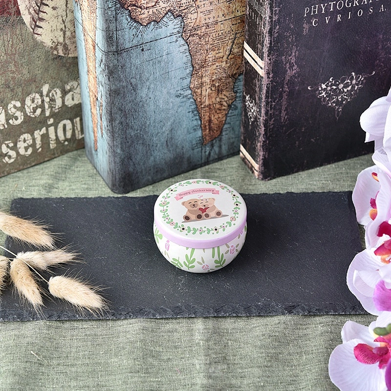 Metal cute candle tins printed for candle making with lids