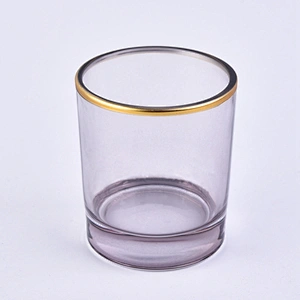 decorative gold rim glass candle jar