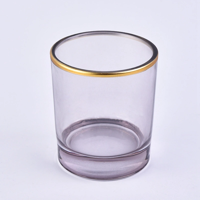 decorative gold rim glass candle jar