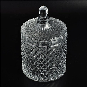 Sunny luxury crystal empty glass candle jar with lids