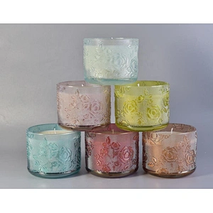 Customized rose decorative luxury glass holder for candle making
