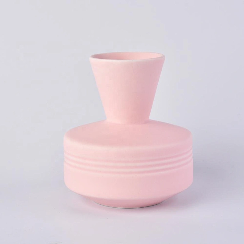 New design pink luxury matte reed diffuser ceramic bottles