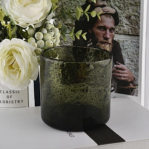 European 14 oz color cylinder customized glass candle jar