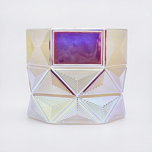 Wholesales wedding decoration white Hexagon luxury glass candle jar holders