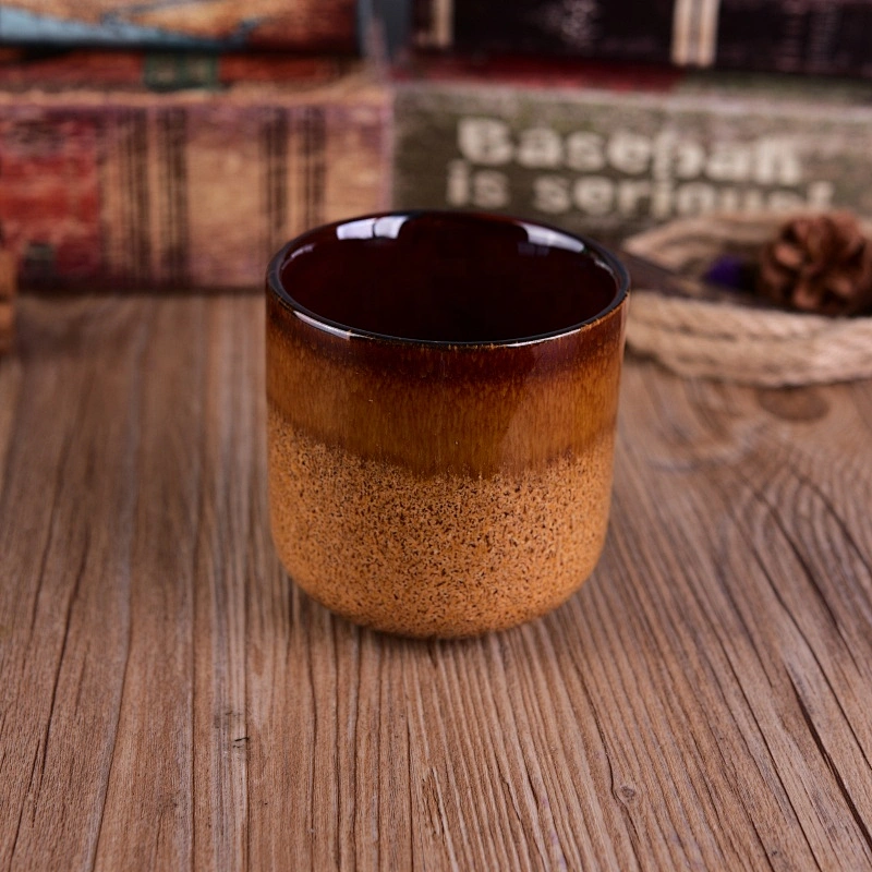 300ml Vintage amber ceramic jar candle wholesales