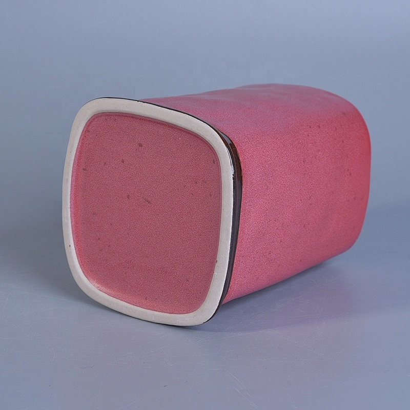 10oz 12oz 20oz Home decoration square pink candle ceramic holder
