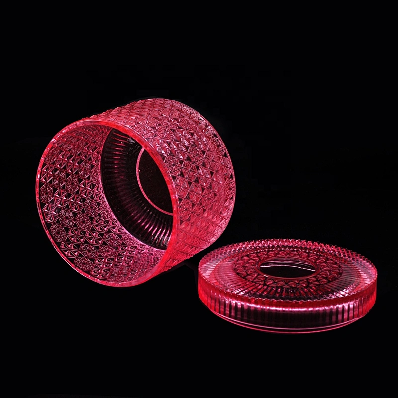 Wholesales luxury colorful tealight candle glass holders with lids 10oz 20oz