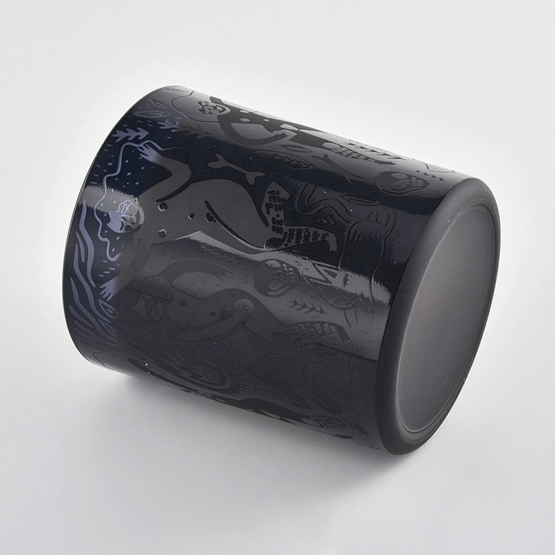 Wholesales luxury black matte cylinder glass candle jar holder