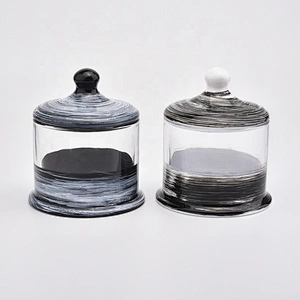 Handmade Decorative round Glass Candle jar with lid wholesales