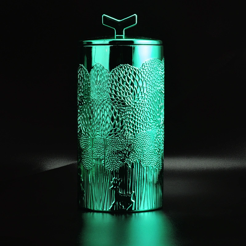 8oz 10oz 12oz Christmas luxury high coloured glass candle jar with lid