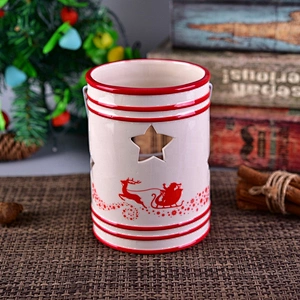 Wholesales vintage hollow ceramic candle jar christmas 12oz
