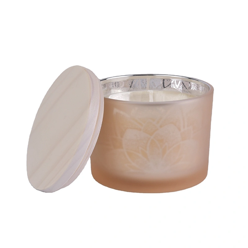 Bulk matte votive glass candle holders with wood lid