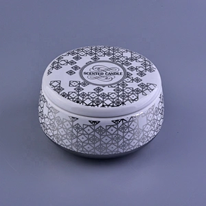 10oz 12oz 14oz Modern empty silver candle ceramic holder with lids