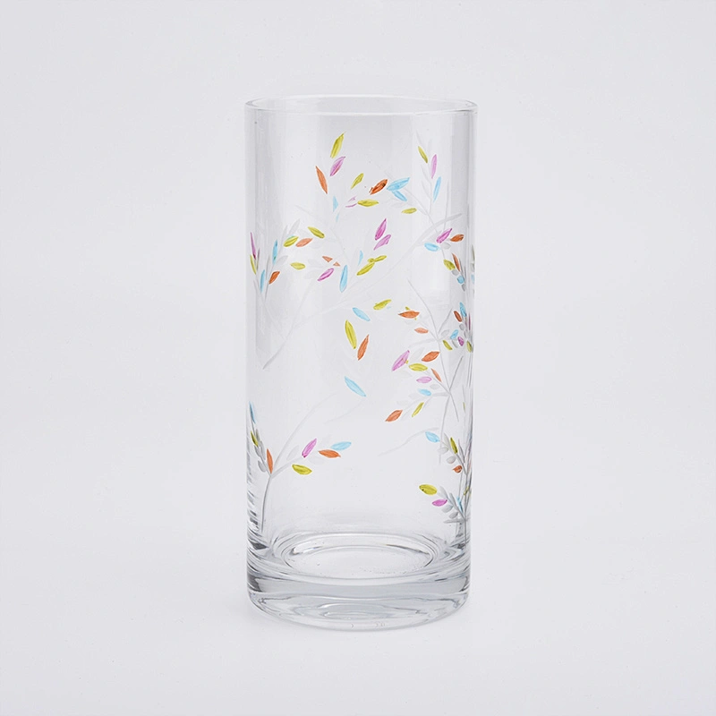 900ml embossed hand drawing glass vase home decorations candle holders