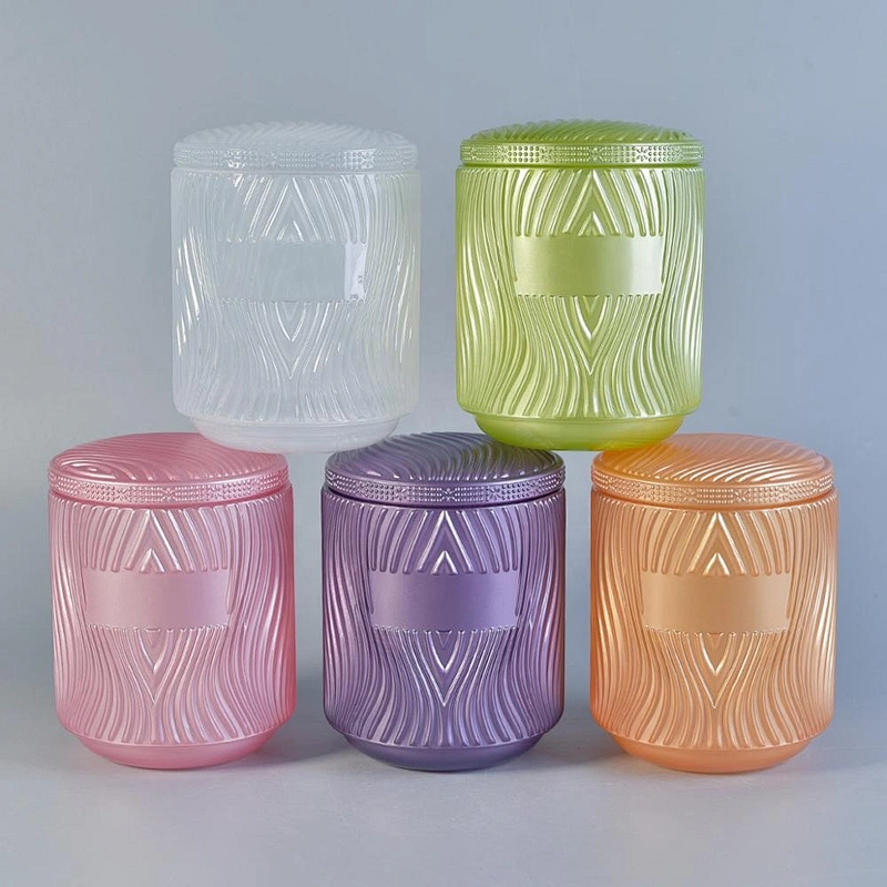 Sunny river design blue Luxury glass candle jars with glass lid