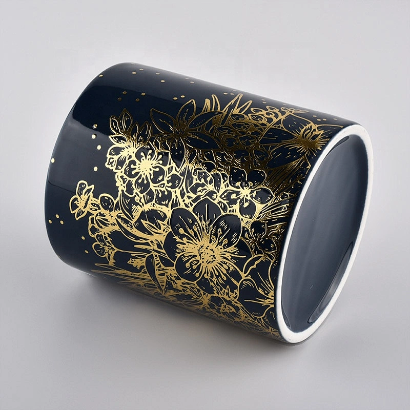 Wholesales black luxury custom logo ceramic candle holders  home decoration