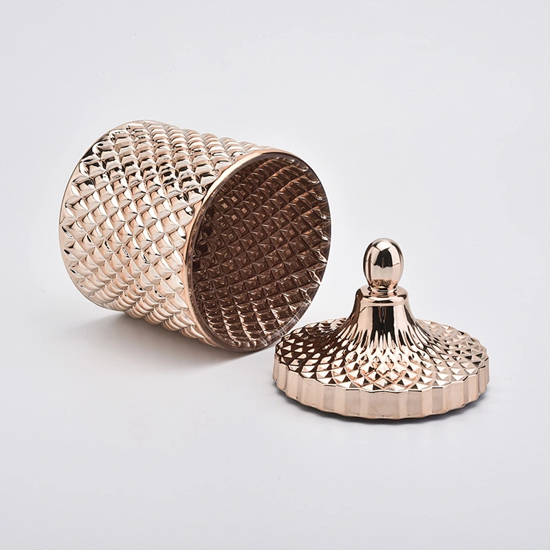 Luxury Rose Gold Christmas Candle Jar Glass With Lids