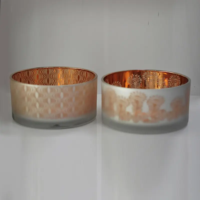 Large Capacity 52oz Candle Glass Container With Gold Plating