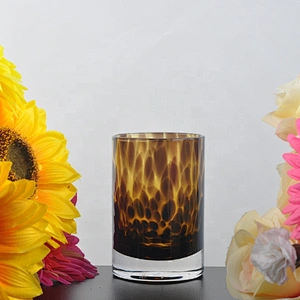 Wholesales luxury amber cylinder decorative candle glass holder