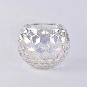 Custom round engraving glass candle vessel