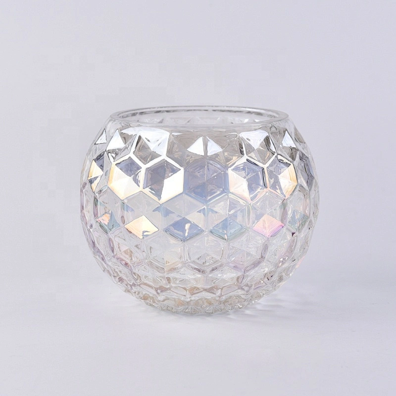 Custom round engraving glass candle vessel