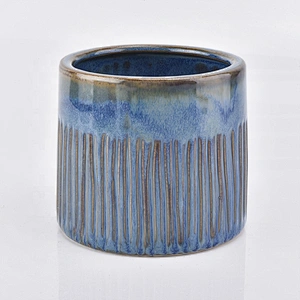 8oz home decoration blue ceramic candle holder for table