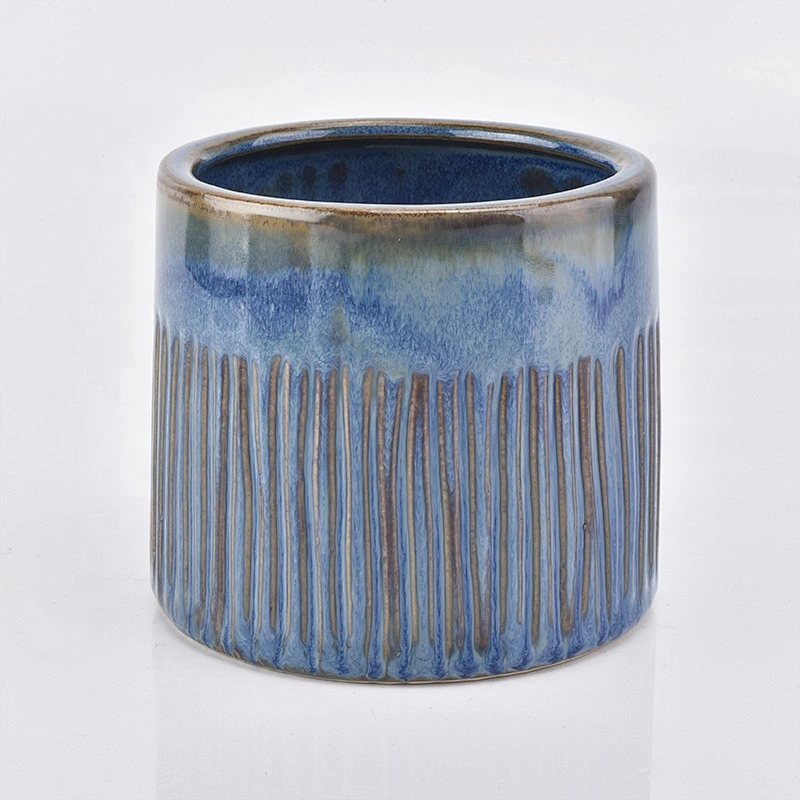 8oz home decoration blue ceramic candle holder for table