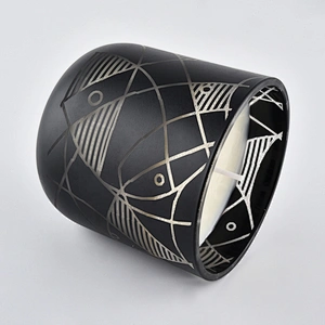 10oz Wholesales decorative tealight custom black ceramic candle holder jar
