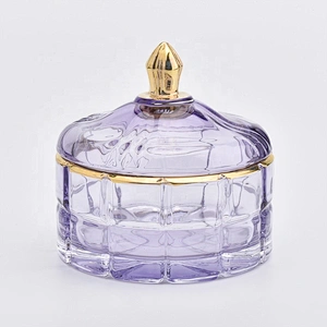 Luxury round votive long glass candle holders with lid