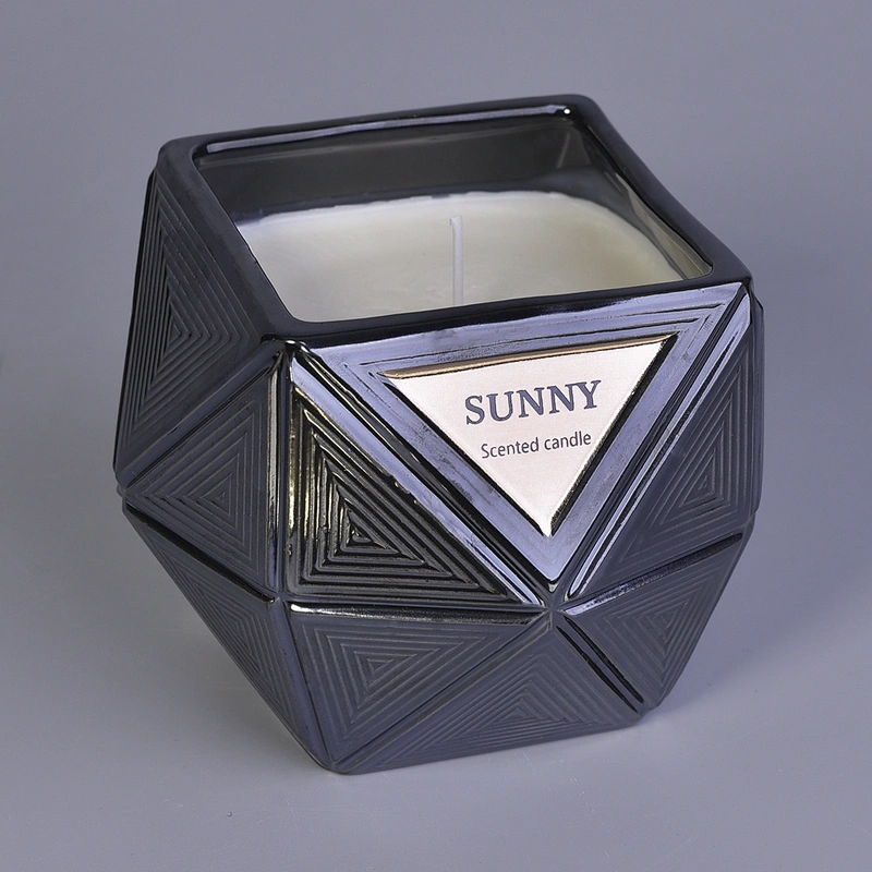 New design Custom empty black glass candle jars in bulk