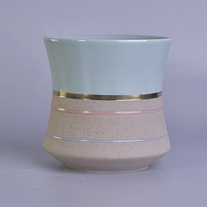 Wholesales chinese custom blue matte Ceramic Candle vessel