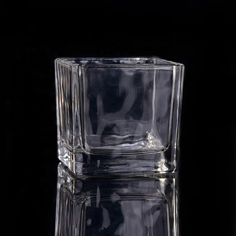 Clear Square Tealight Glass Candle Jar