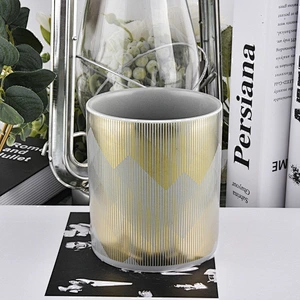 Matte Grey Ceramic Candle Jar With Custom Gold Printing