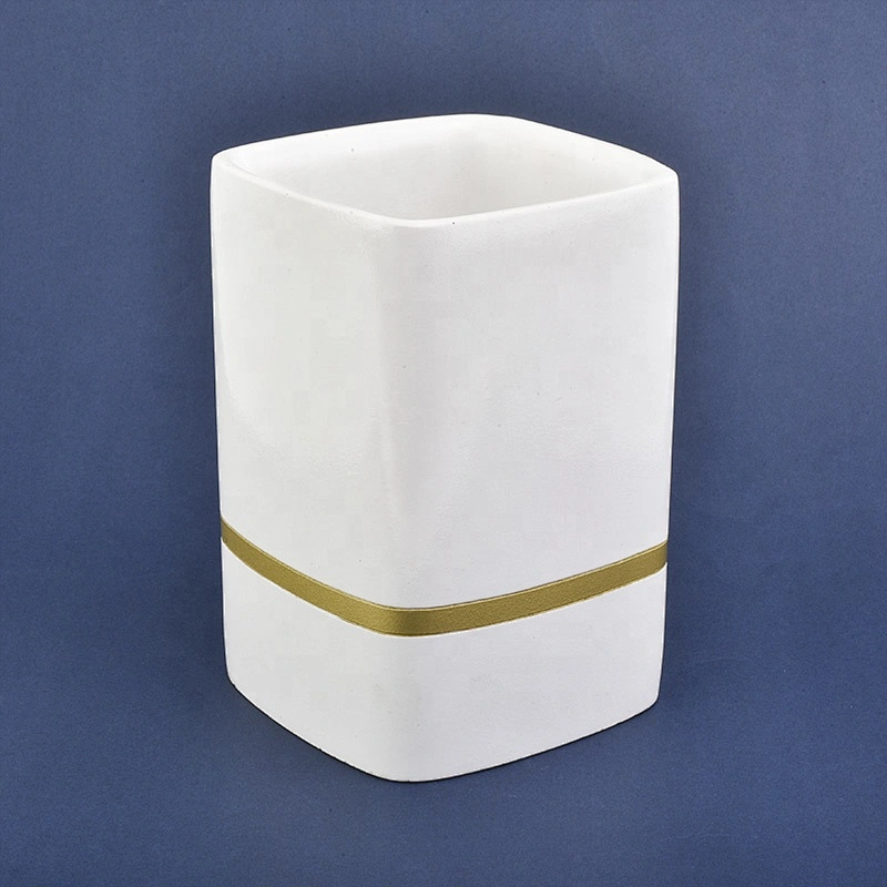 Wholesales white square candle holder ceramic for wedding