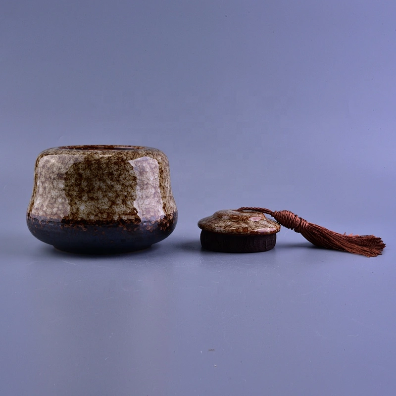 10oz 20oz Wholesales custom glaze candle ceramic jar with lids