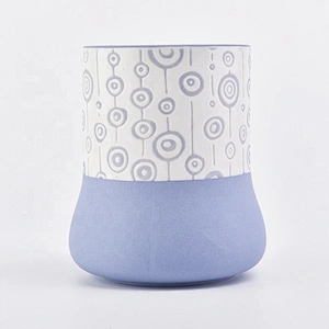 Wedding decoration blue matte votive candle ceramic jars
