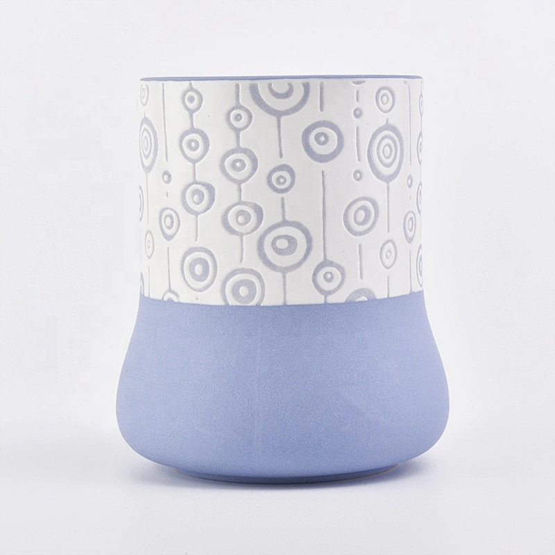 Wedding decoration blue matte votive candle ceramic jars