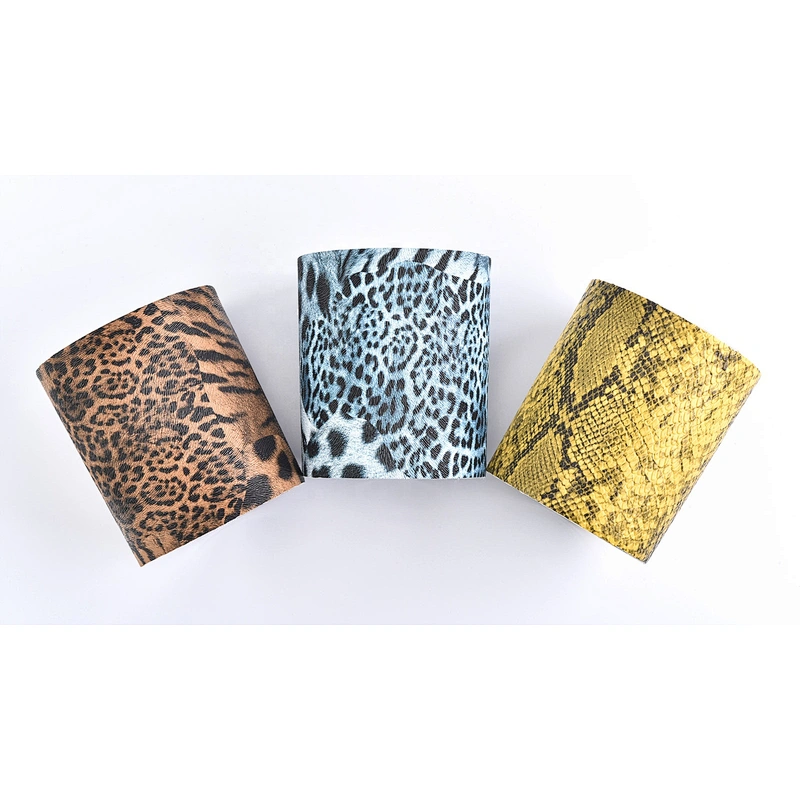 Bulk cylinder golden PU leather candle holder jars 10oz 12oz