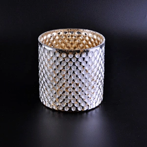 Wholesales Cylinder silver glass candle holder home decoration