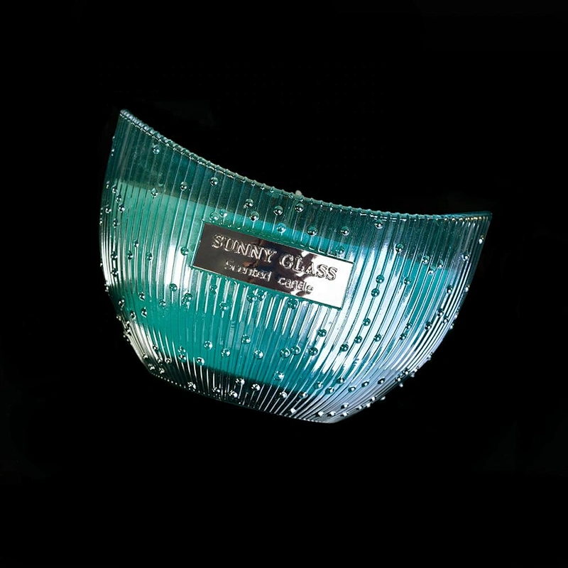 Home decoration iridescent scented blue glass candle holders