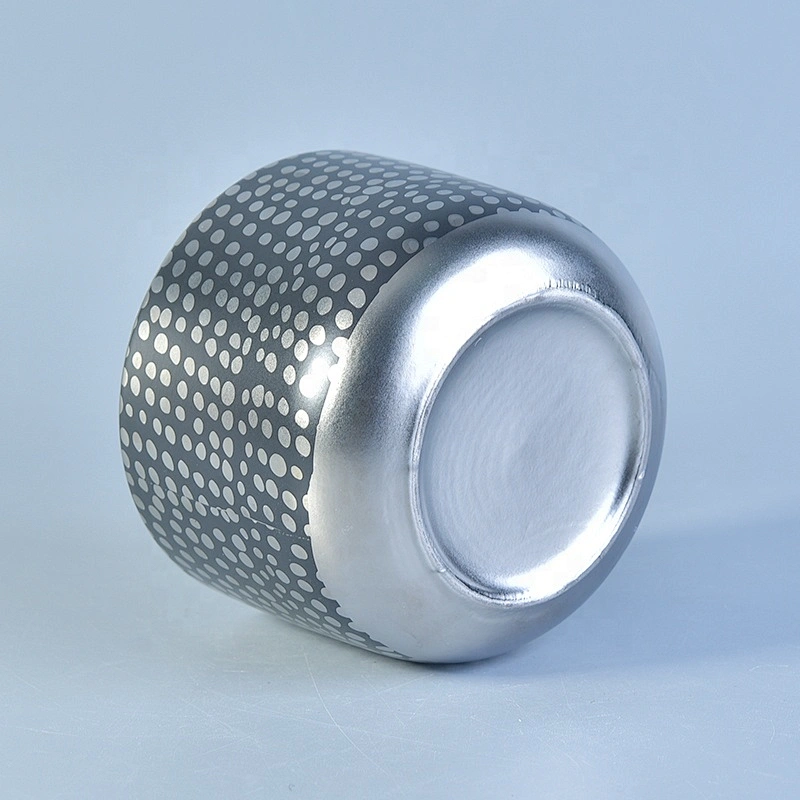 Large silver plating ceramic candle jar empty