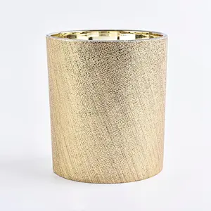 luxury gold leather glass candle holder
