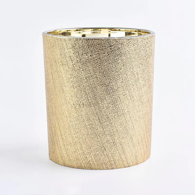 luxury gold leather glass candle holder
