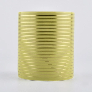 Bulk gold votive cylinder ceramic candle jars 6oz 8oz