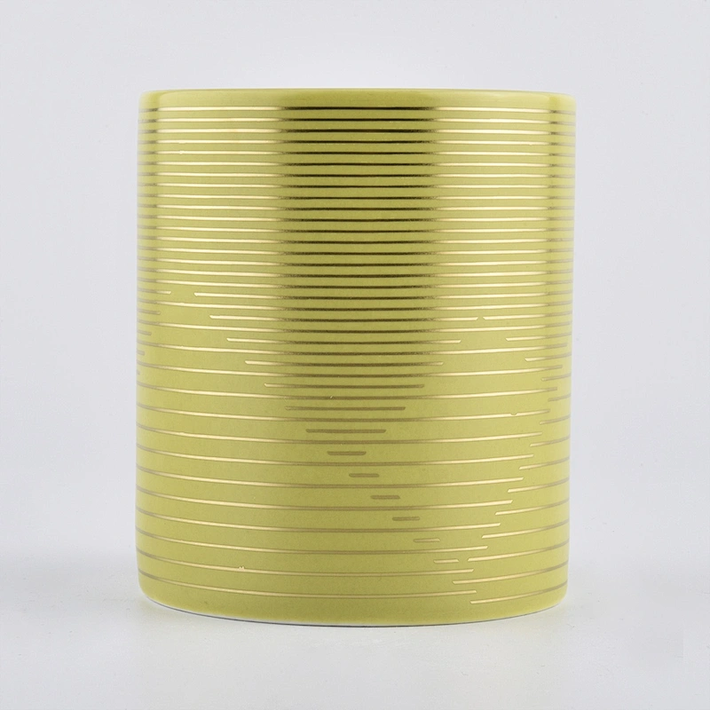 Bulk gold votive cylinder ceramic candle jars 6oz 8oz