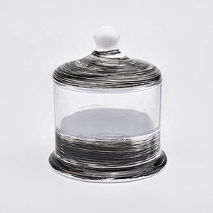 Handmade Decorative round Glass Candle jar with lid wholesales